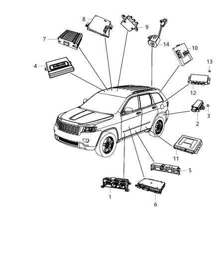 2013 Jeep Grand Cherokee Module-Active DAMPENING Diagram for 56029455AD