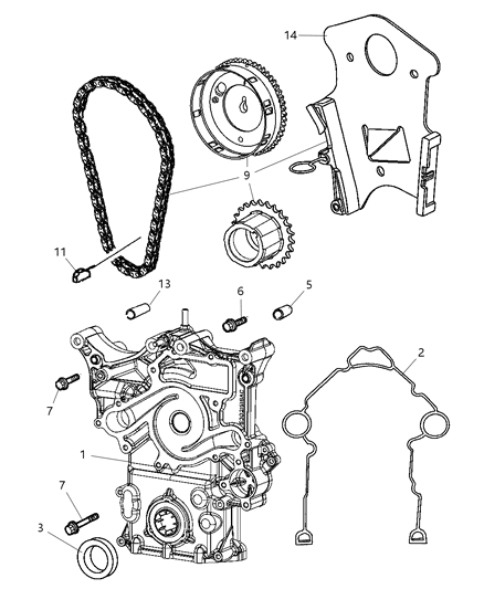 2004 Dodge Ram 1500 Gasket-Chain Case Cover Diagram for 53021521AC