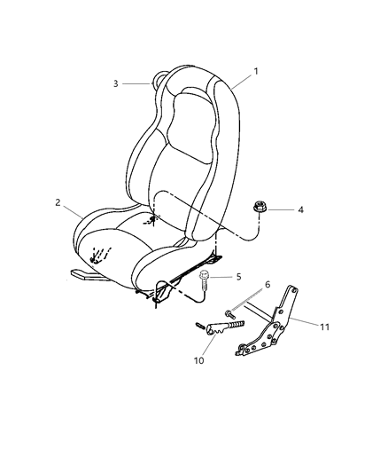 1999 Dodge Viper Front Seat Cushion Diagram for SN591X9AA