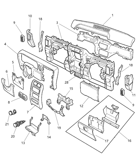 2001 Jeep Cherokee Bezel Switch Diagram for 4897502AG