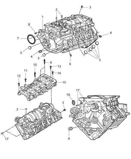 2007 Chrysler Aspen Cylinder Block & Hardware Diagram 1