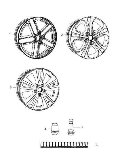 2012 Dodge Durango Aluminum Wheel Diagram for 1SZ24GSAAA