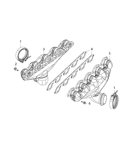 2015 Dodge Viper Exhaust Manifold Diagram for 5038732AA
