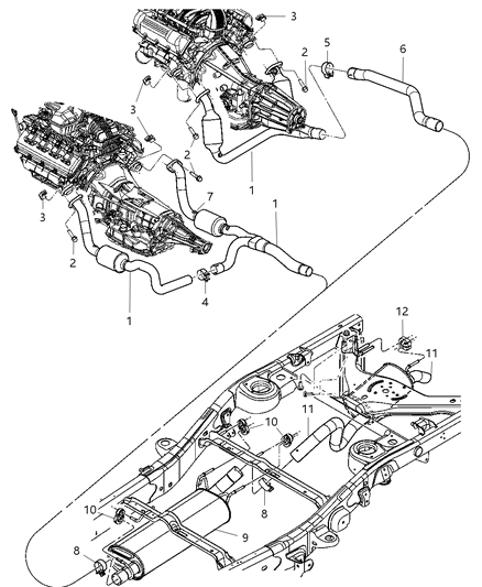 2008 Chrysler Aspen Exhaust Muffler Diagram for 52855949AA