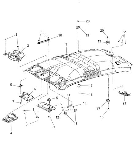 2008 Dodge Challenger RETAINER-Overhead Console Diagram for 68048870AA