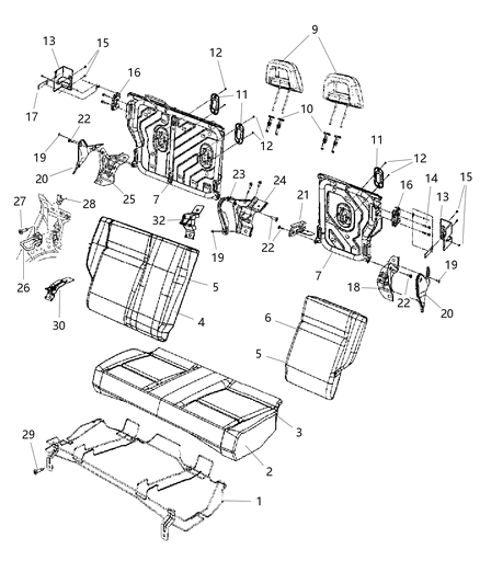 2007 Jeep Patriot Frame-Rear Seat Back Diagram for 68021474AA