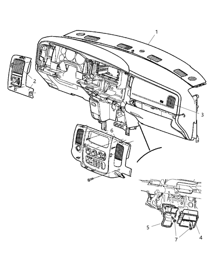 2008 Dodge Ram 2500 Ducts & Outlets Front Diagram