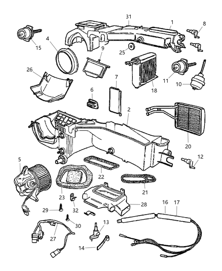 2000 Jeep Wrangler Housing-A/C Upper Diagram for 5013730AA