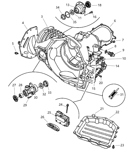 2001 Chrysler PT Cruiser Case & Related Parts Diagram