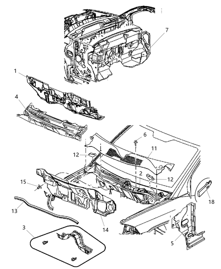 2008 Jeep Patriot Cowl, Dash Panel & Related Parts Diagram