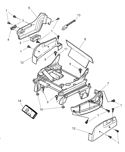 2005 Chrysler Town & Country Front Driver Seat - Attaching Parts Diagram