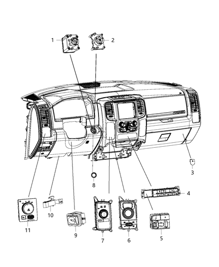 2016 Ram 1500 Switch-Instrument Panel Diagram for 68247633AA