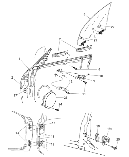 1997 Dodge Neon RETAINER Glass To LIFTPLAT Diagram for 4658592