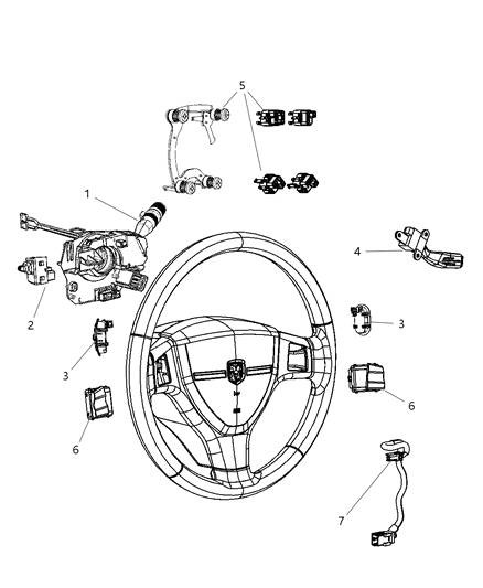 2010 Chrysler Town & Country Switches - Steering Column & Wheel Diagram
