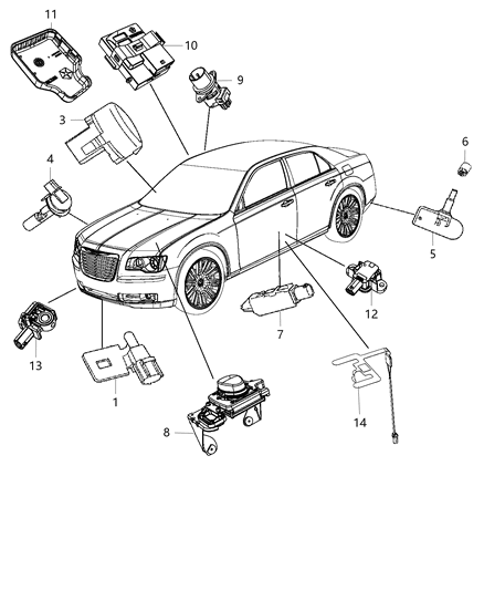 2014 Chrysler 300 Sensors - Body Diagram