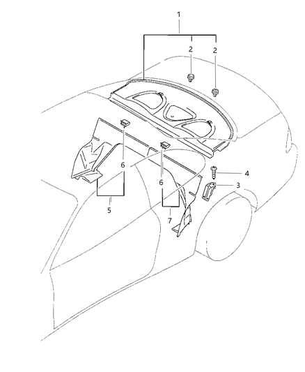 1999 Chrysler Sebring Rear Shelf Trim Diagram