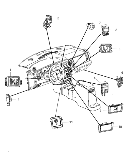 2009 Chrysler Aspen Switches Instrument Panel Diagram