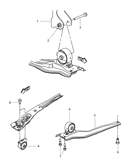2014 Jeep Compass Engine Mounting, Front Diagram 3