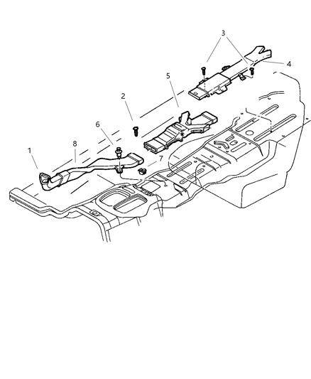 1998 Dodge Durango Air Ducts, Rear With Console Diagram