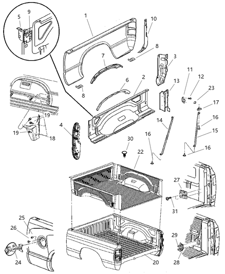 2003 Dodge Ram 2500 Support-Side Rail Diagram for 55276826AA