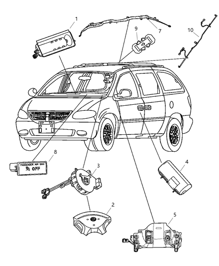 2005 Chrysler Town & Country Side Curtain Air Bag Diagram for 4680532AA