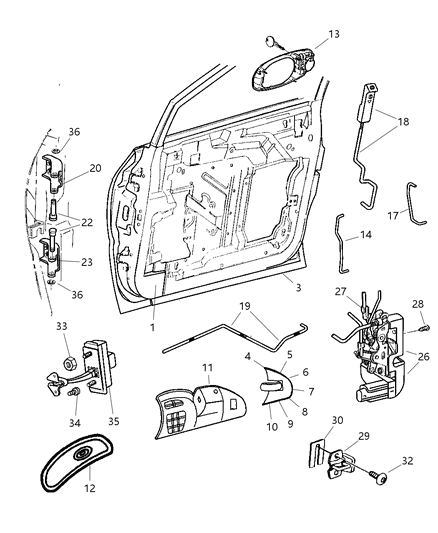 2003 Chrysler Town & Country Front Door Lower Hinge Diagram for 4717211