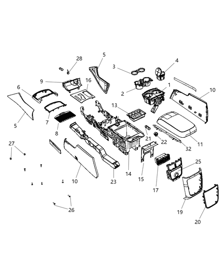 2013 Dodge Charger Floor Console Front Diagram 1