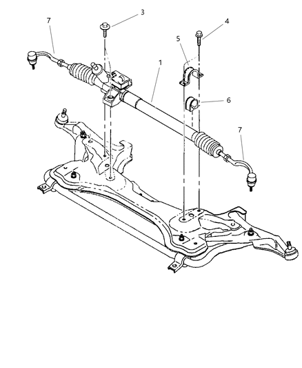 2000 Chrysler Sebring Gear - Rack & Pinion, Power & Attaching Parts Diagram