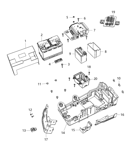 2021 Jeep Wrangler Tray And Support, Battery Diagram 1