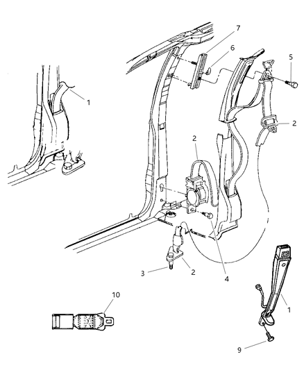 1997 Chrysler Town & Country Belts - Front Seat Diagram