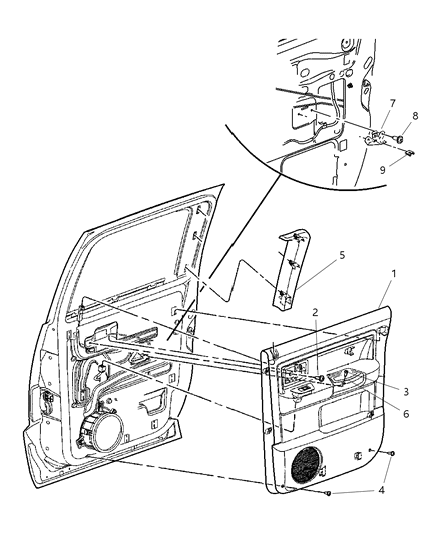 2006 Dodge Dakota Rear Door Trim Panel Diagram 1