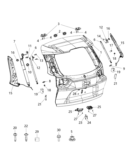 2019 Jeep Cherokee STOP/BUMPER-LIFTGATE Diagram for 68293953AA