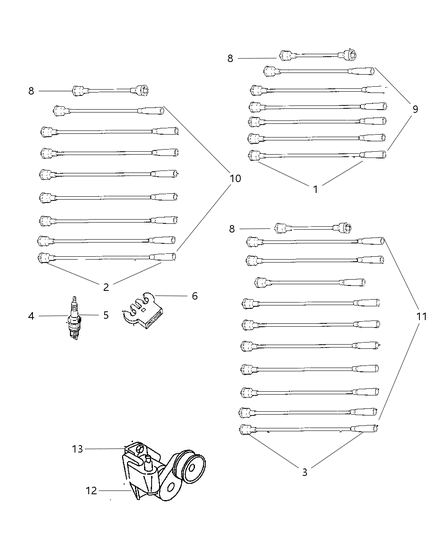 1997 Dodge Ram 2500 Spark Plugs, Ignition Cables And Coils Diagram