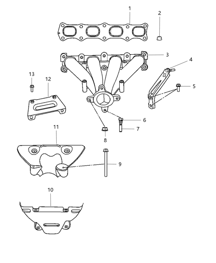 2007 Chrysler Sebring Exhaust Manifolds & Mounting & Components & Turbo Charger Diagram 2