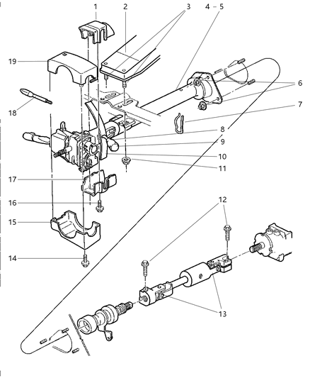 2001 Dodge Ram 2500 Bracket-Steering Column Diagram for 55351014AE