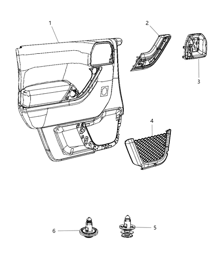 2012 Jeep Wrangler Pocket-Door Trim Panel Diagram for 68091358AA