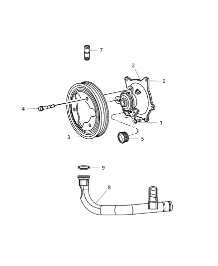 2007 Chrysler Town & Country Water Pump & Related Parts Diagram 2