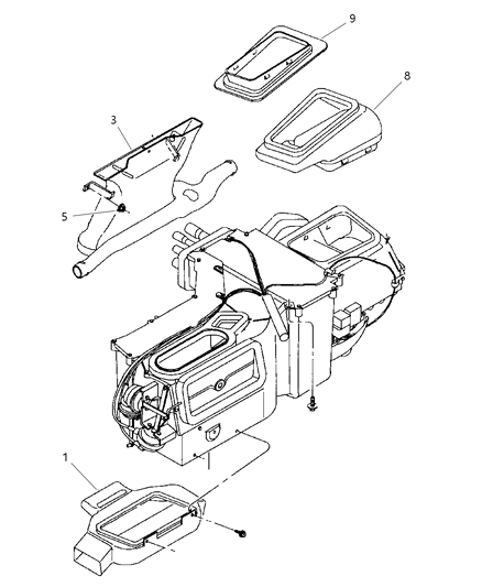 2000 Jeep Wrangler Ducts, Heater & A/C Diagram