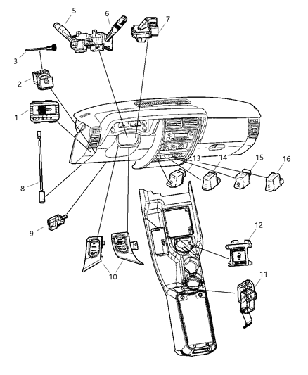 2001 Jeep Cherokee Switch-Fog Lamp Diagram for 5080861AA