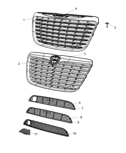 2014 Chrysler 300 Grilles & Related Items Diagram
