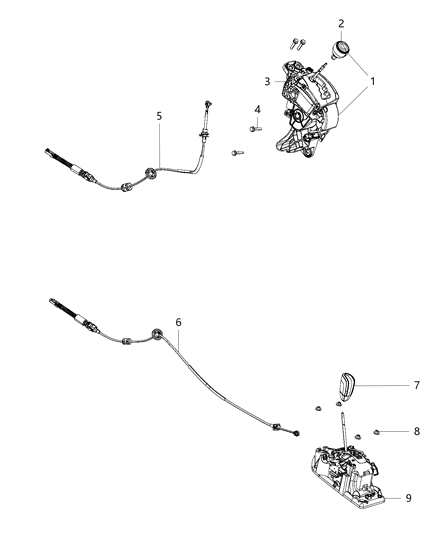 2012 Dodge Grand Caravan Transmission Gearshift Control Cable Diagram for 68080123AE