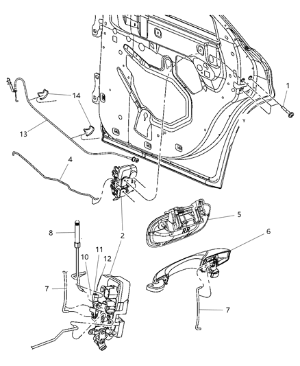 2007 Dodge Charger Handle-Exterior Door Diagram for YS97DX8AE
