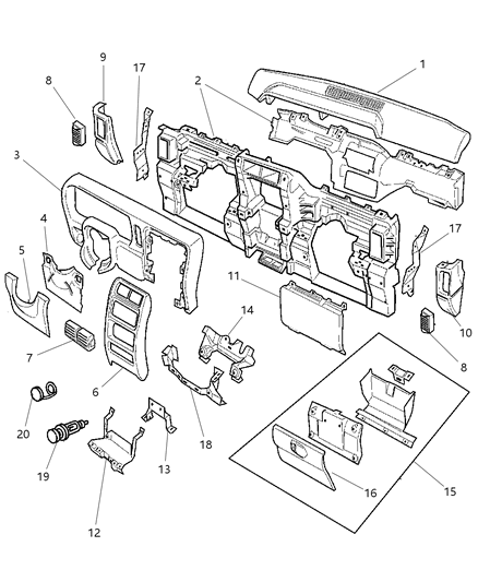1997 Jeep Cherokee Outlet-Air Conditioning & Heater Diagram for 5FS10LAZAB