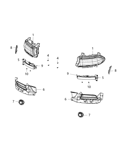 2016 Dodge Charger Headlight Assembly Diagram for 68214398AC
