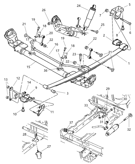 2002 Chrysler Town & Country Rear Leaf Spring Diagram for 5006507AA