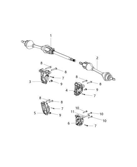 2020 Jeep Compass Axle Half Shaft Diagram for 68287866AB