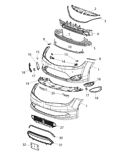 2018 Chrysler Pacifica Reinforce-Front Bumper Diagram for 68227661AB