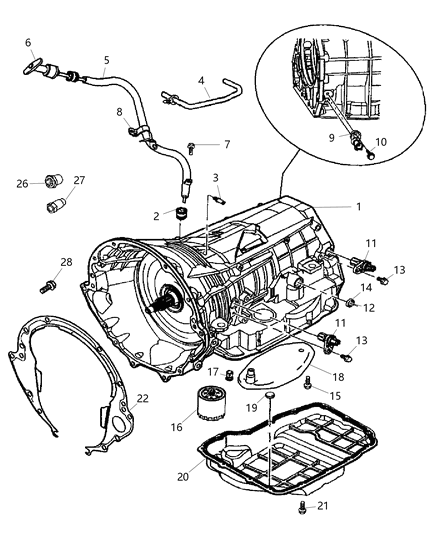 2007 Jeep Commander Transmission Case & Related Parts Diagram 3