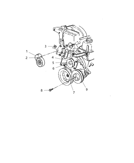 2006 Chrysler Town & Country Pulley & Related Parts Diagram 2