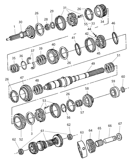 2003 Jeep Wrangler Gear-Third Diagram for 5018679AA